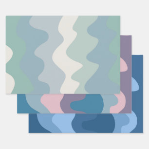 Wavy Stripe Colorful Retro Earthy Gift  Wrapping Paper Sheet