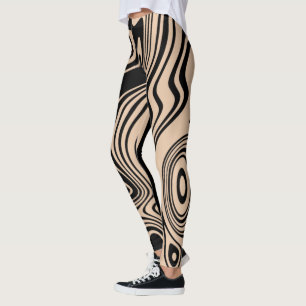 Wavy Striped Black Beige Leggings or Choose Colour