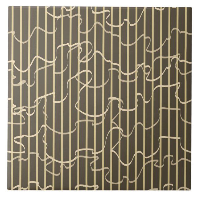 Wavy Striped Pistachio Ceramic Tile (Front)