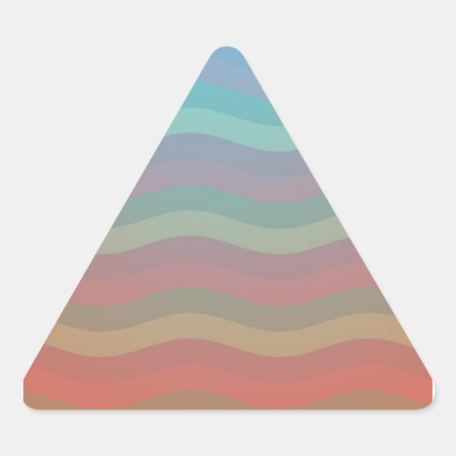 Wavy Stripes Orange Blue Gradient Triangle Sticker (Front)
