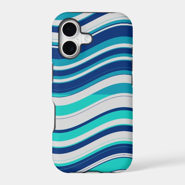 Wavy Stripes Pattern (Blue, Aqua, White) (Back)