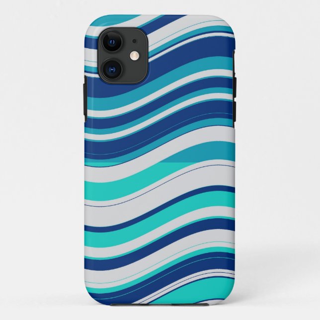 Wavy Stripes Pattern (Blue, Aqua, White) Case-Mate iPhone Case (Back)