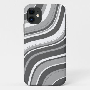 Wavy Stripes Pattern (Grey and White) iPhone 11 Case