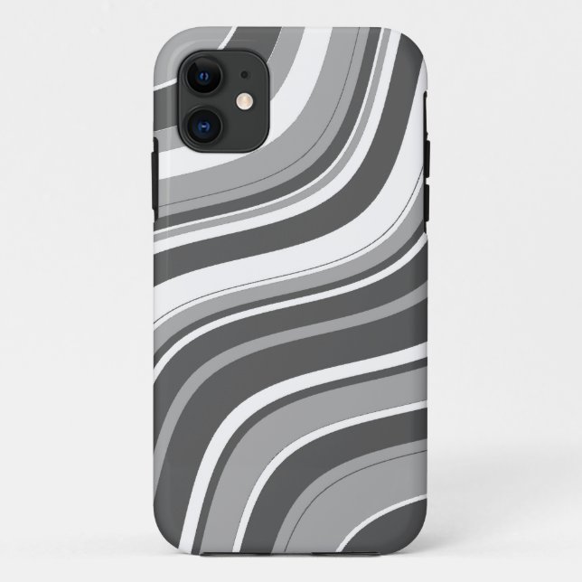 Wavy Stripes Pattern (Grey and White) Case-Mate iPhone Case (Back)