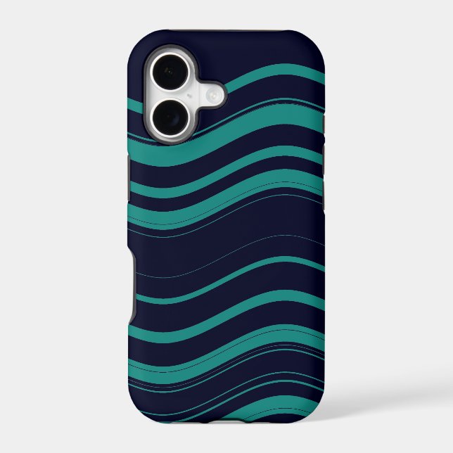 Wavy Stripes Pattern (Midnight Blue, Teal) (Back)