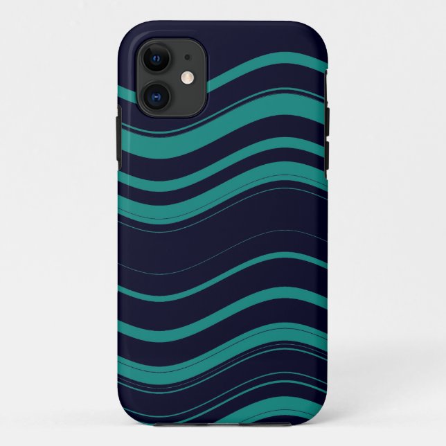 Wavy Stripes Pattern (Midnight Blue, Teal) Case-Mate iPhone Case (Back)