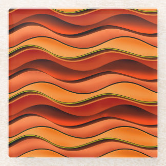 Wavy Stripes: Seamless Pattern Design. Glass Coaster