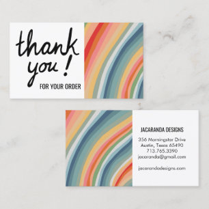 Wavy Stripes Thank You for Your Order Shopping Business Card