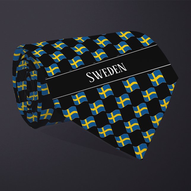 Wavy Sweden Flag Pattern  Tie (Creator Uploaded)