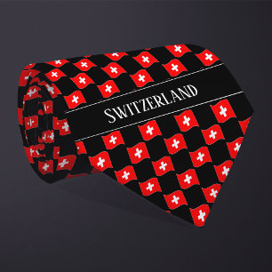 Wavy Switzerland Flag Pattern  Tie