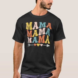 Wavy Text Groovy Mama Stacked Best Mama Ever Mothe T-Shirt