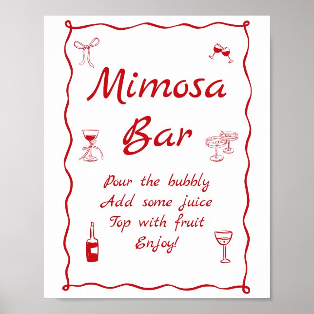 Wavy That's Amore Bridal Shower Mimosa Bar Poster (Front)