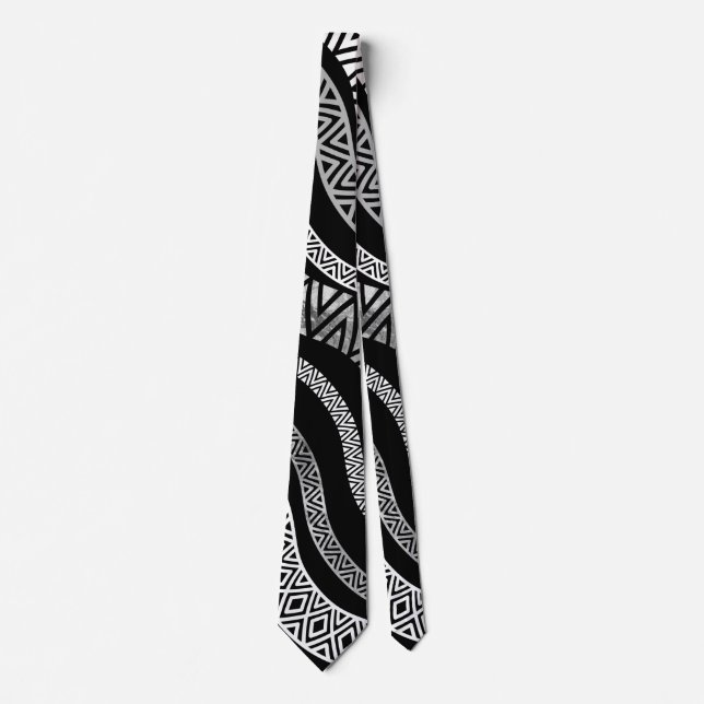 Wavy Tribal  Ethnic Boho Pattern Tie (Front)