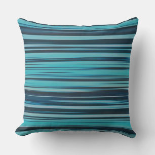 Wavy Turquoise and Blue Stripes Cushion