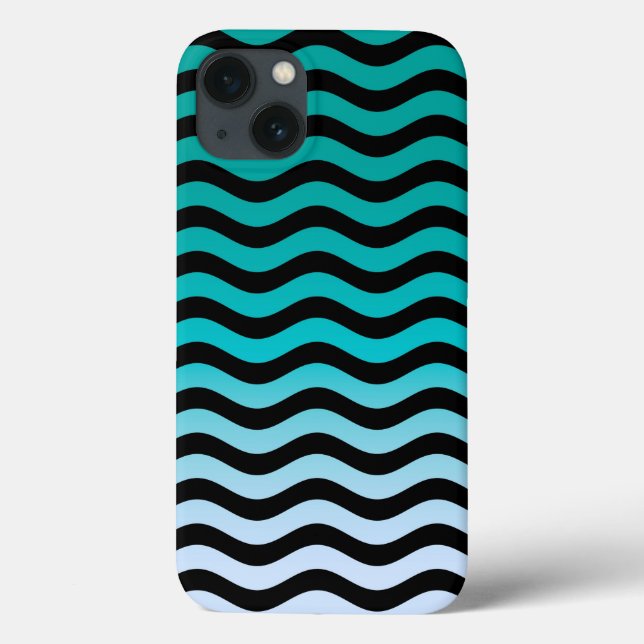 Wavy Turquoise Stripes Case-Mate iPhone Case (Back)