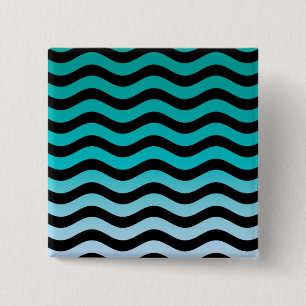 Wavy Turquoise Stripes Pattern 15 Cm Square Badge