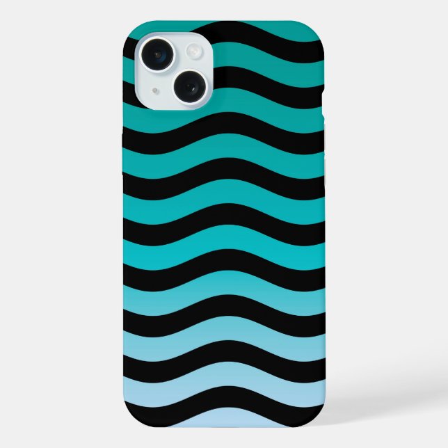 Wavy Turquoise Stripes Pattern iPhone Case (Back)