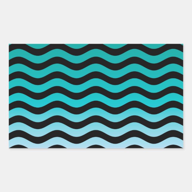 Wavy Turquoise Stripes Rectangular Sticker (Front)