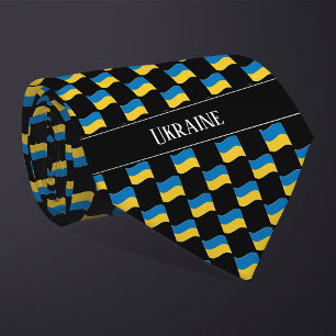 Wavy Ukraine Flag Pattern  Tie