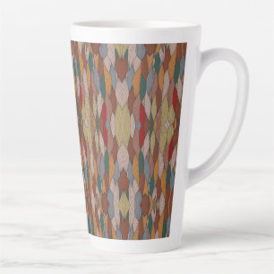 Wavy Unique Pattern with Pink Orange Brown Green Latte Mug