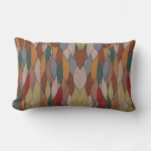 Wavy Unique Pattern with Pink Orange Brown Green   Lumbar Cushion