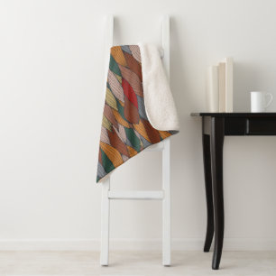 Wavy Unique Pattern with Pink Orange Brown Green Sherpa Blanket