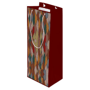 Wavy Unique Pattern with Pink Orange Brown Green Wine Gift Bag