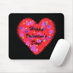 Wavy Valentine's Day Heart and Circles Mouse Pad