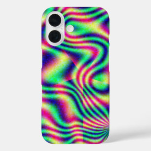 Wavy Vaporwave Retro Glow iPhone 16 Case