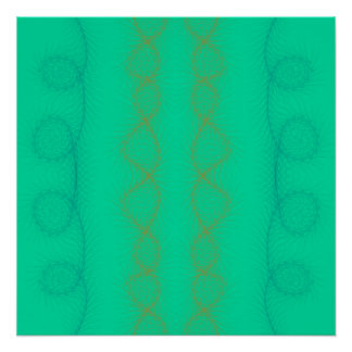 Wavy vertical lines on green background  poster
