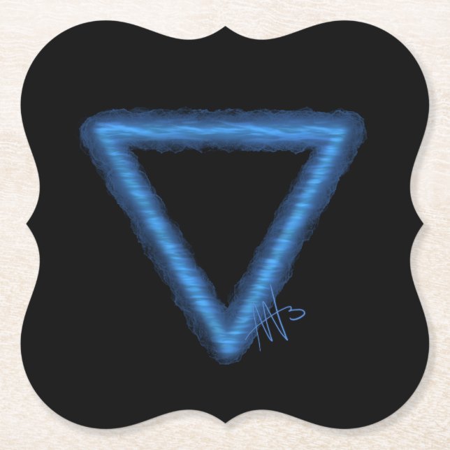 Wavy Water Element Alchemy Symbol Paper Coaster (Front)