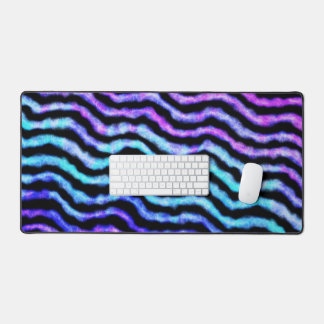 wavy watercolor - cyan and purple : desk mat