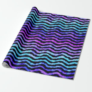 wavy watercolor - cyan and purple : wrapping paper