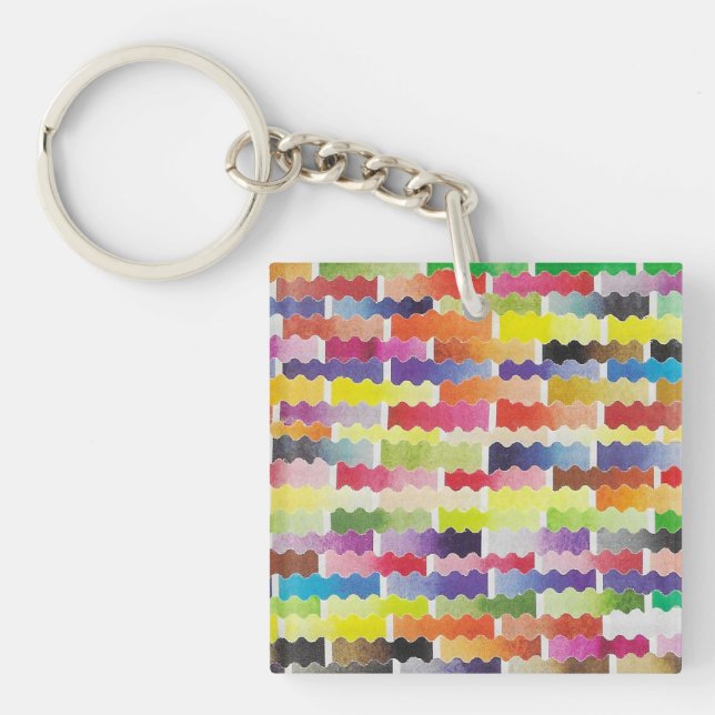 wavy watercolor swatches key ring (Front)