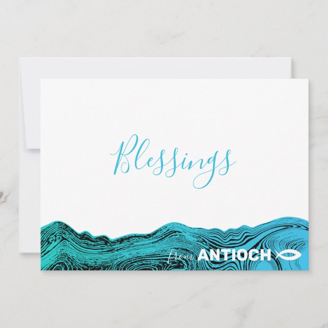 Wavy Waters Jesus Fish Card (Front)