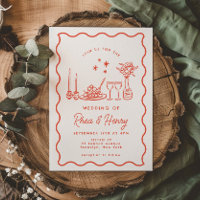 Wavy Whimsical Italian Doodle Wedding Dinner