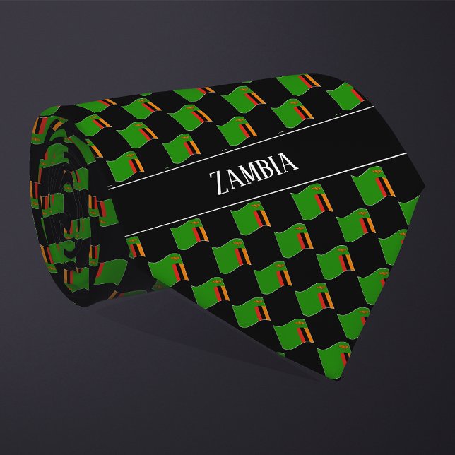 Wavy Zambia Flag Pattern  Tie (Creator Uploaded)