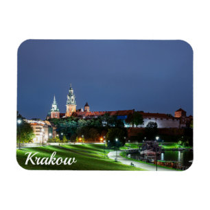 Wawel castle at night in Krakow, Poland Magnet