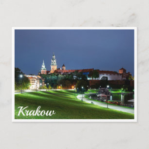 Wawel castle at night in Krakow, Poland Postcard