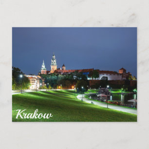 Wawel castle at night in Krakow, Poland Postcard