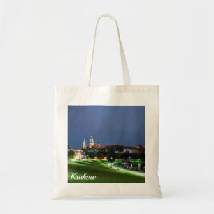 Wawel castle at night in Krakow, Poland Tote Bag