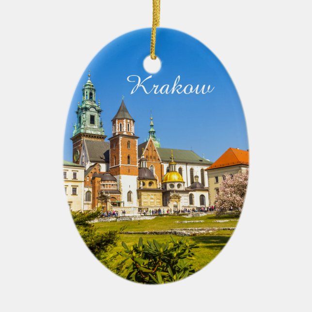 Wawel Castle, Krakow, Poland Ceramic Tree Decoration (Front)
