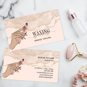 wax blush pink woman hand waxing technician  busin business card