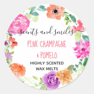 Wax Melt Product Label Feminine Watercolor Floral