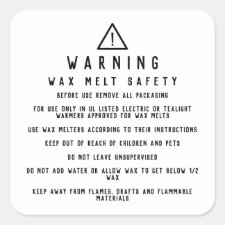 Wax Melt Safety Warning Labels
