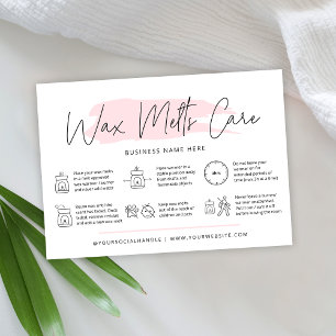 Wax Melts Care Card Warning Instructions Feminine