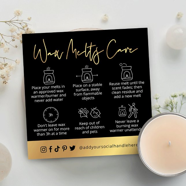 Wax Melts Safety Guide Black & Gold Logo Card (Creator Uploaded)