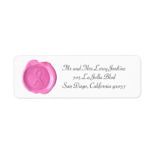 Wax Monogram Address Labels - PINK RIBBON