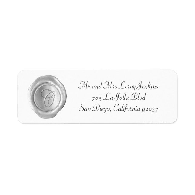 Wax Monogram Address Labels - Script C (Front)