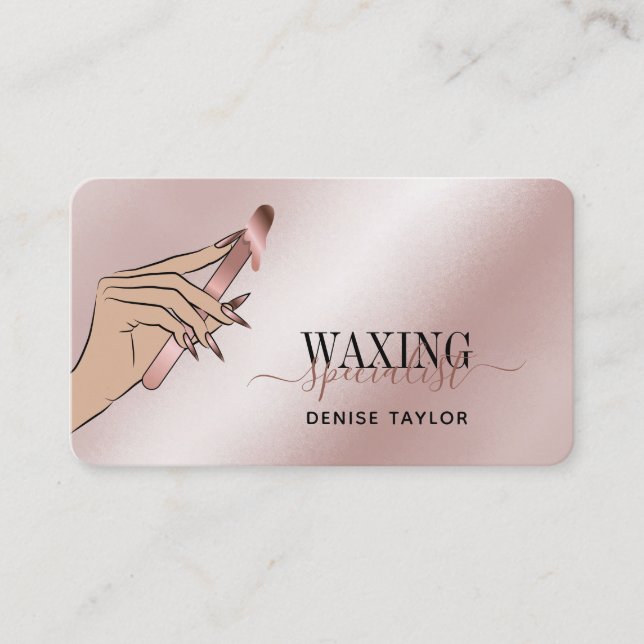 wax rose gold woman hand waxing technician busines business card (Front)